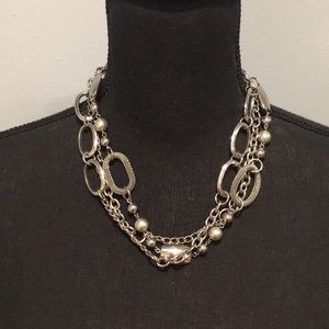 Premier Designs Layered Look Silver Necklace